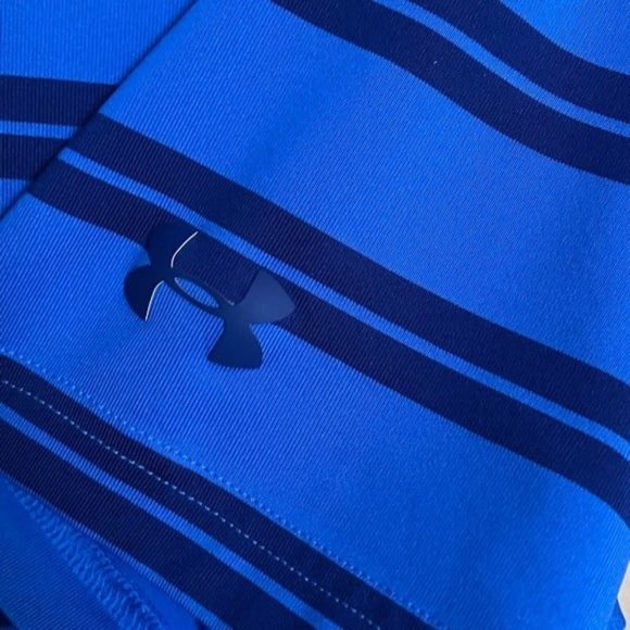 Under Armour - Mens Polo - Bright Blue Striped - Small - Picture 4 of 4